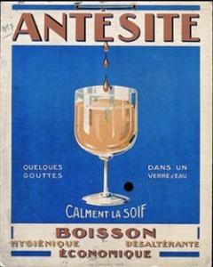 Antésite - Ancienne affiche publicitaire bleue