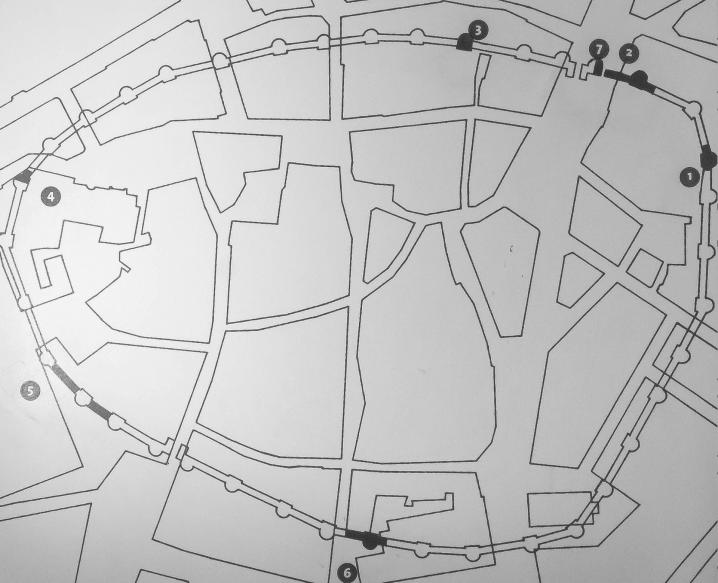 Grenoble - Carte des vestiges du rempart romain de Cularo