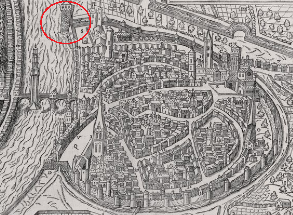 Tour de l'isle sur le Vray Portraict de la ville de Grenoble (1575)