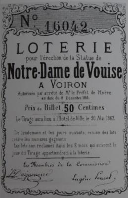 Voiron - Ticket de loterie Notre Dame de Vouise